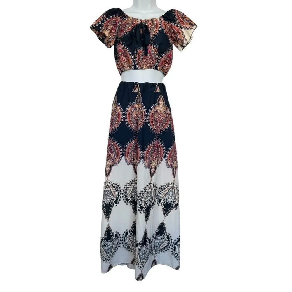 Women's Bohemian Skirt and Top Set Small